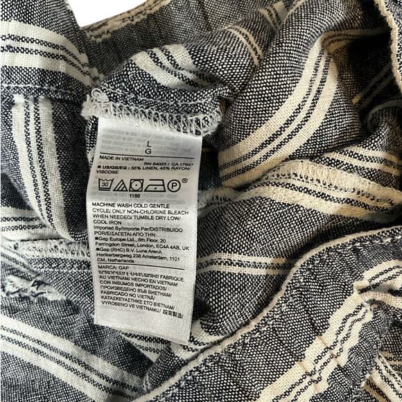 GAP Women's Crop Wide Leg Pants Blue & White Pin StripeSize Large Linen Blend - Picture 6 of 10
